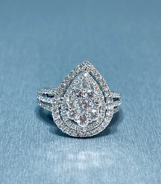 Pear Shape Cluster Diamond Ring