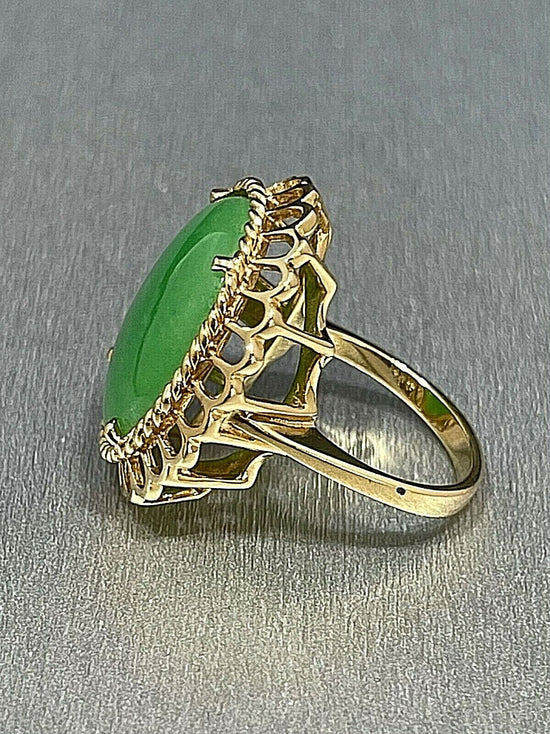 Natural Green Jade Ring with White Gold